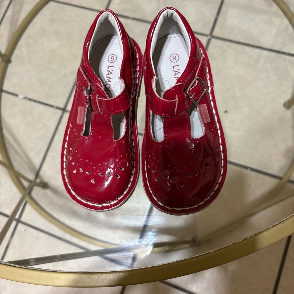 LAMO Kids Shiny Red Dress Shoes